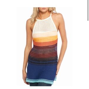 Free People “Gossamer” Open Knit Striped Tunic